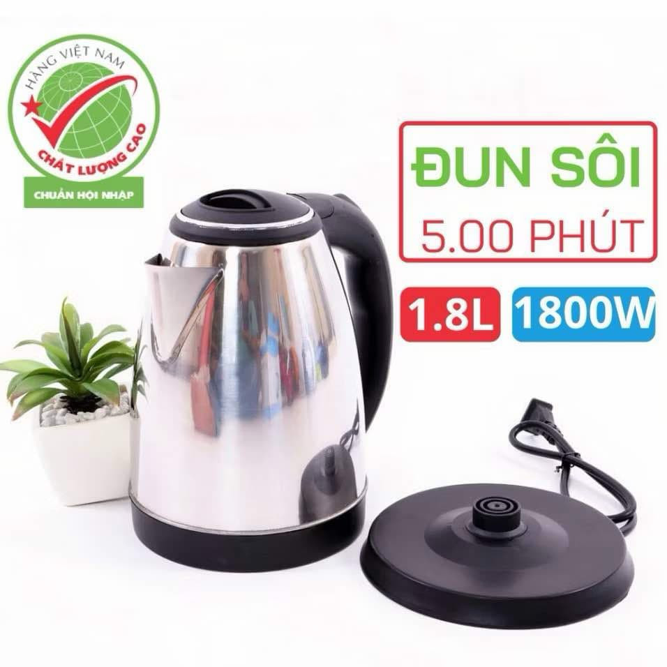 Ấm Siêu Tốc Inox 1,8 Lít Electric Kettle Chính Hãng Đun Sôi Cực Nhanh ( Bảo Hành 1 Đổi 1 )1