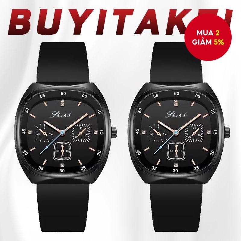 Đồng hồ quartz nữ Hàn Quốc phong cách – Mặt vuông chống nước & Dây silicone tinh tế