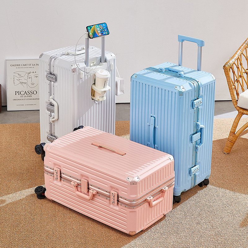 Vali 28 inch Vali kéo mật khẩu khung nhôm Vali có dung lượng lớn Siêu bền chắc Vali du lịch có lỗ sạ