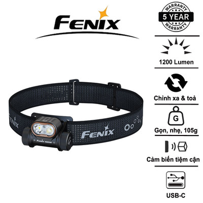 Fenix HM55R – Đèn đội đầu 2 nguồn sáng - sáng 1200lm, chiếu xa 175m
