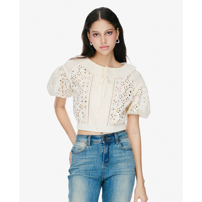GIGI - Áo kiểu nữ croptop cổ tròn tay phồng thời trang_G1110T253279-91