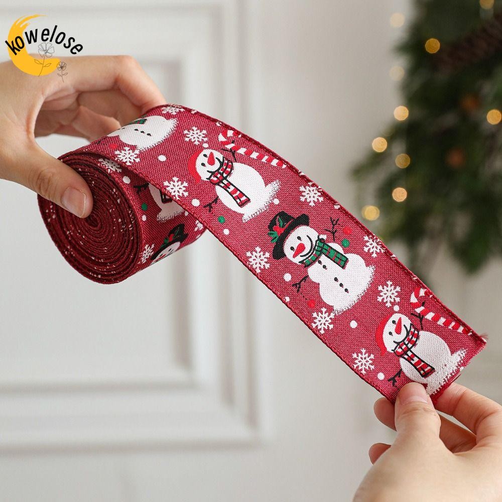 KOWELOSE Ruy Băng Cây Giáng Sinh, 2M / Cuộn DIY Tặng Bao Bì Webbing, Phim Hoạt Hình Gia Cố Cạnh Ngườ