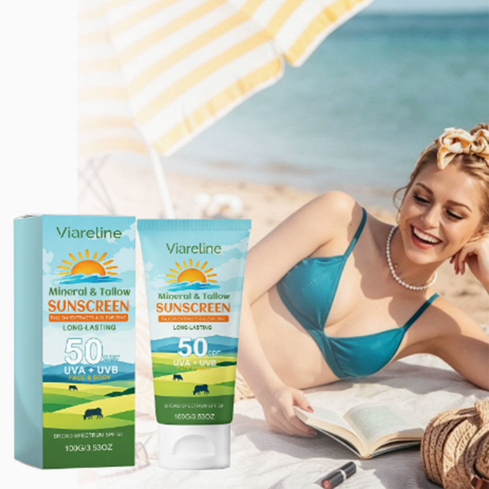 100g Viareline Broad Spectrum Sunscreen SPF50 Mineral Tallow Formula Block UVA UVB Outdoor