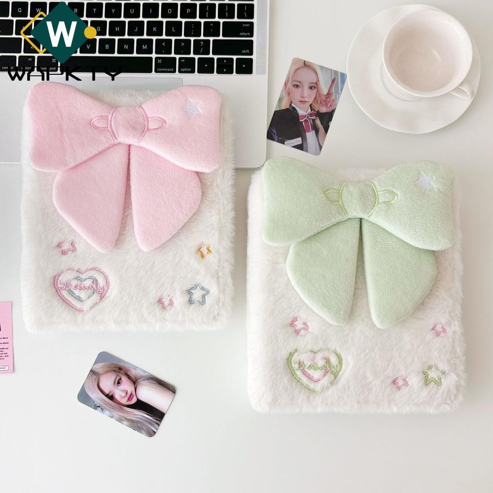 WAPKTY Photocard Collection Book, Ring Binder Plush A6 Photocard Holder, Portable Bowknot 3 inch Lưu