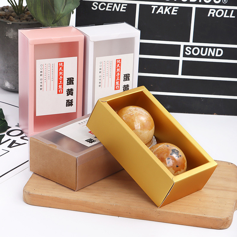 Màu Trơn 2 Gói 80g Mờ Bánh Trung Thu Hộp Trứng Lòng Đỏ Bánh Quy Sắc Nét Đậu Xanh Bánh Bông Tuyết Sắc