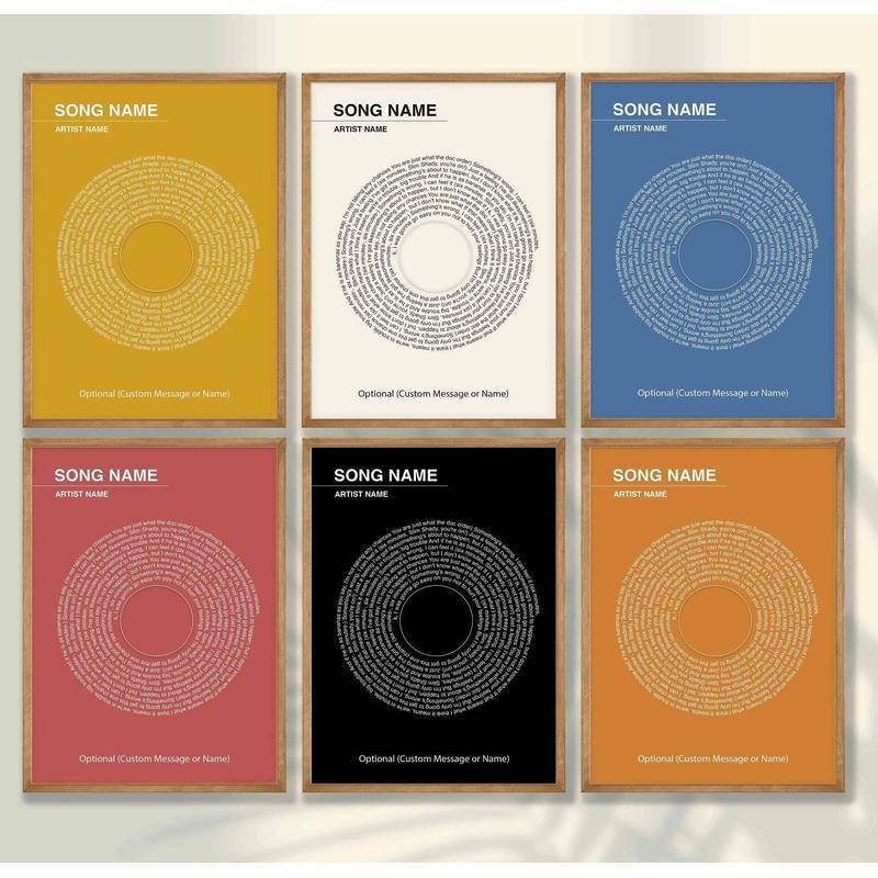 6 Chiếc Tùy Chỉnh Vinyl Ghi Âm Bài Hát Lyric Poster Bộ Cá Tính Lời Nhạc Xoắn Ốc Văn Bản Tùy Chỉnh Tê
