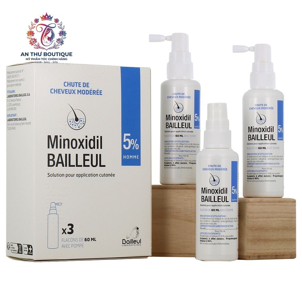 Xịt Mọc Tóc 5% Minoxidil Bailleul Ngăn Tóc Rụng, Kích Thích Mọc Tóc - Chính Hãng Pháp .AT