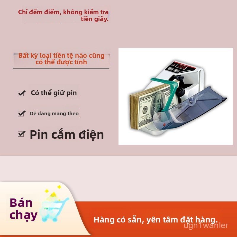 Máy đếm tiền mini cầm tay V30 hỗ trợ nhiều loại tiền tệ dùng pin sạc tiện lợi chính hãng