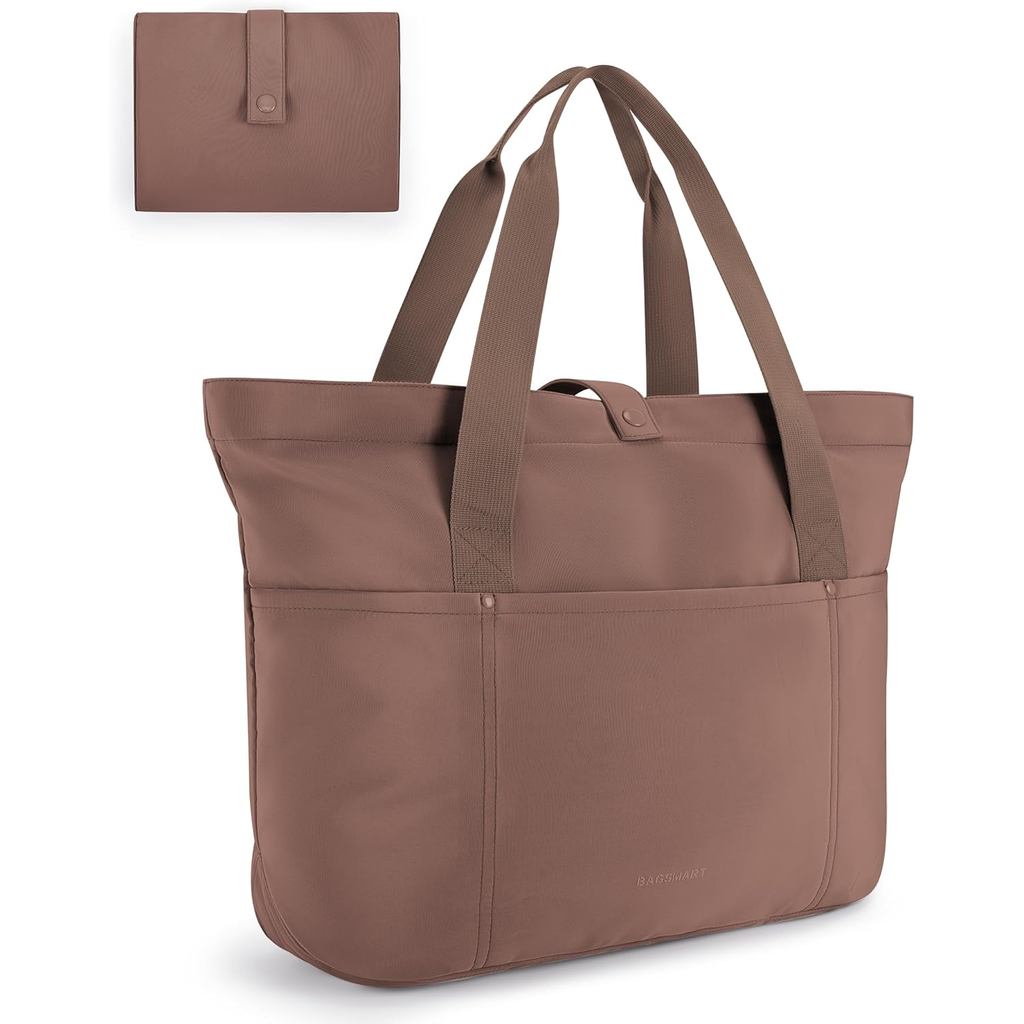 Túi tote BAGSMART dành cho nữ, Túi tote có thể gập lại có dây kéo Túi đeo vai du lịch xách đi làm