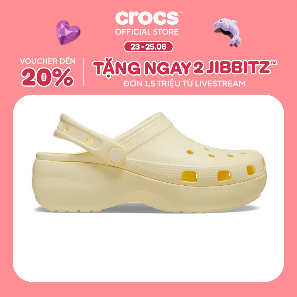 Giày Clog Nữ Crocs Platform Classic - Buttercream - 206750-76O