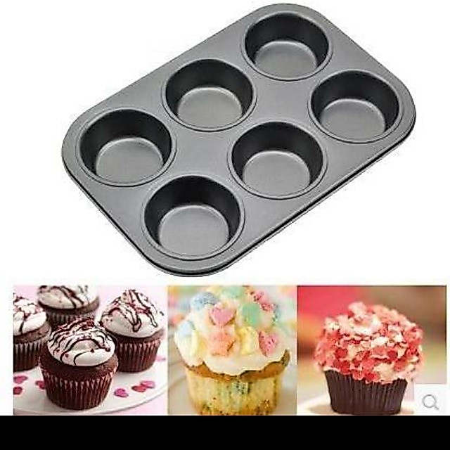 Khuôn cupcake 6 lỗ đen