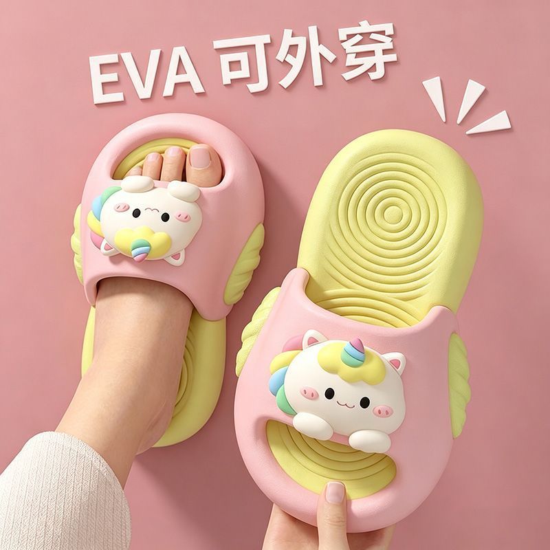Kỳ Lân Dép Trẻ Em Bé Gái Nhà Phòng Tắm Bên Trong Chống Trơn Trượt Khử Mùi Dễ Thương Vừa Lớn Trẻ Em B