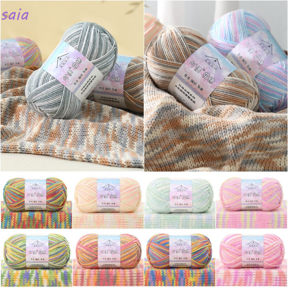 Sợi Cotton SAIA, Sợi Đếm 16S 4Ply Sợi Đan, Màu Sắc Sáng Tạo Nhuộm Sữa Cotton Trộn Lược Cotton gradie