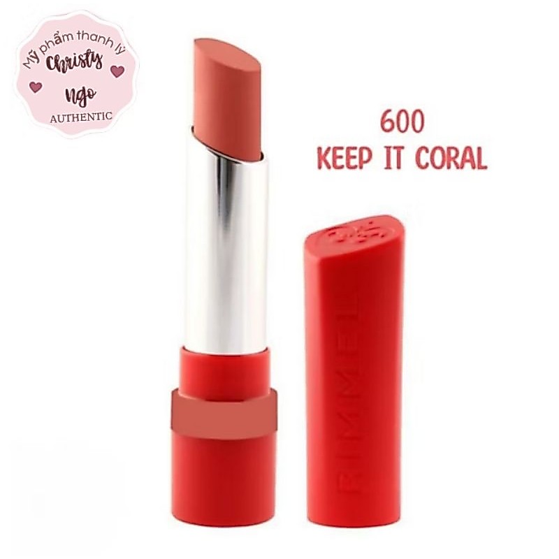 [HỒNG CAM ĐÀO] SON RIMMEL LONDON VỎ ĐỎ MÀU 600