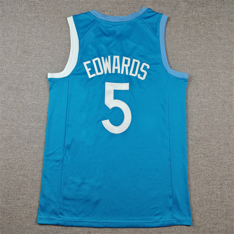 Áo thêu Forest Wolf No. 5 EDWARDS Đồng phục bóng rổ màu xanh nhạt MSP EDWARDS Áo đấu nam