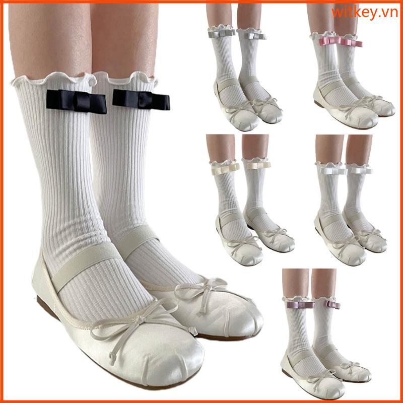 WIT Ballet Tất Đeo Chân Lacy Edge Cotton Ngắn Stocking Solid Stocking
