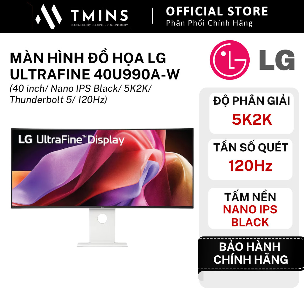 Màn hình đồ họa LG UltraFine 40U990A-W (40 inch, Nano IPS Black, 5K2K, Thunderbolt 5, 120Hz)