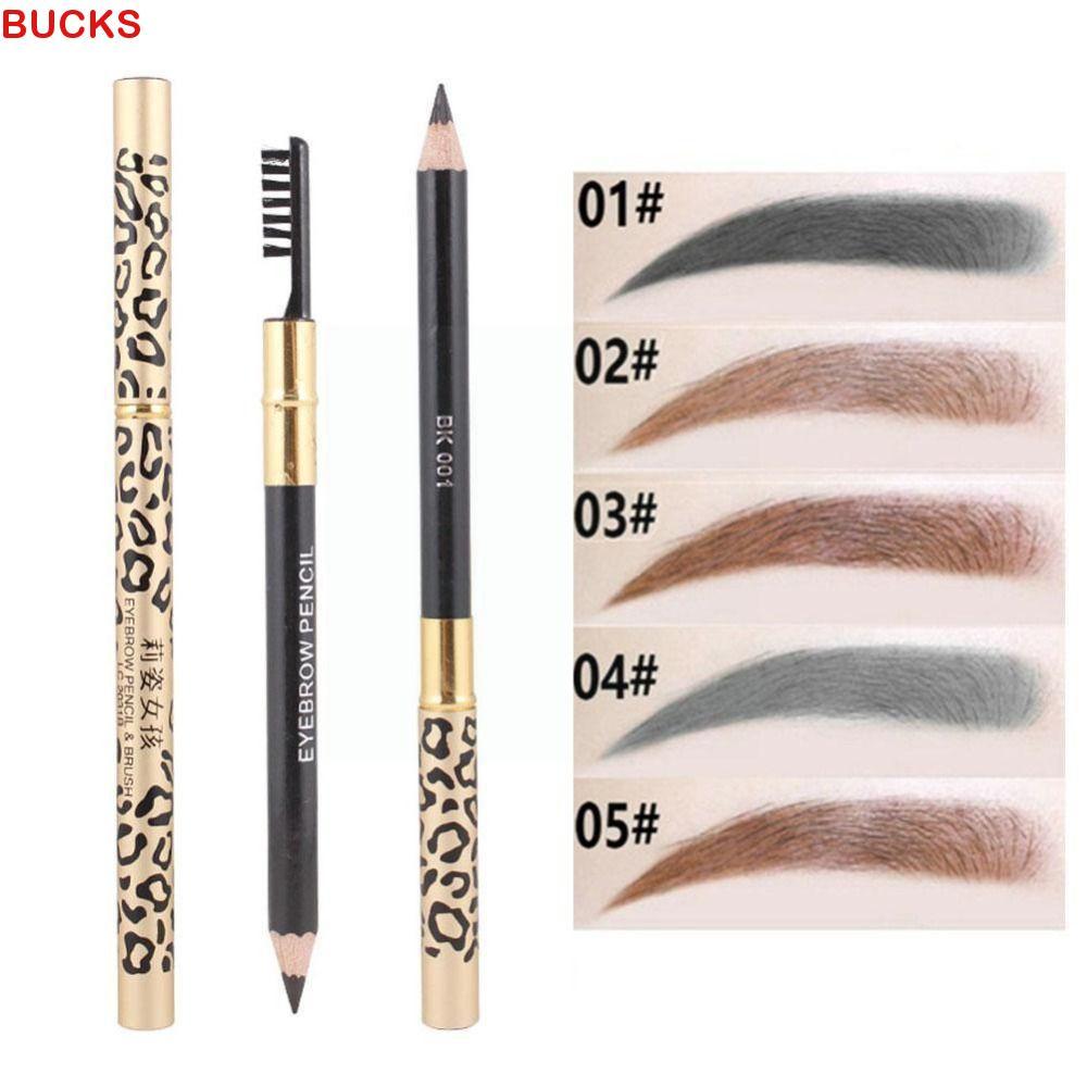 BUCKS Bút Chì Kẻ Lông Mày Có Bàn Chải Lâu Dài 5 Màu Vỏ Kim Loại Bàn Chải Lông Mày Dụng Cụ Trang Điểm