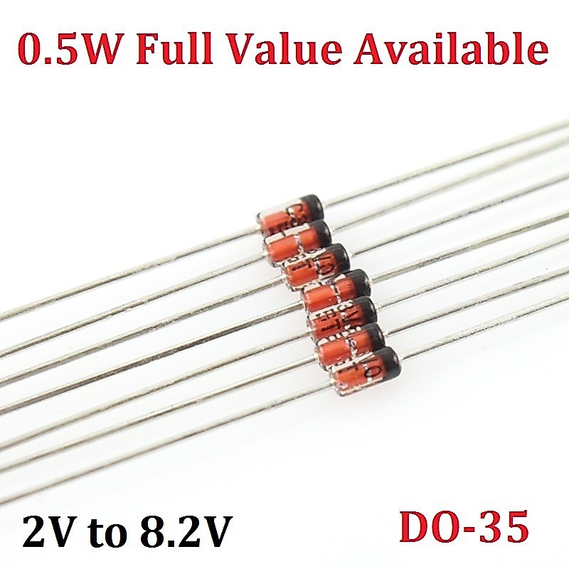 100 Chiếc Mới 1 / 2W Zener Zener Diode BZX55C 0.5W 2V0 2V2 2V7 3V0 3V3 3V6 3V9 4V3 4V7 5V1 5V6 6V2 6