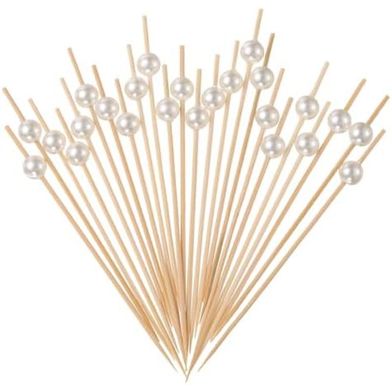 Uxcell 200 Chiếc Tăm Cocktail, Tăm Tre Ngọc Trai Dài 4,7 Inch Thanh Trái Cây Trang Trí Cocktail Xiên
