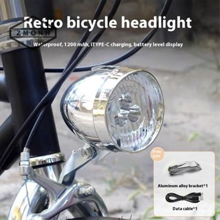 Đèn pha LED cổ điển ZMONH 3 chế độ ánh sáng Đèn trước Type-C Sạc xe đạp cổ điển cổ điển Phụ kiện đi xe đạp * mới