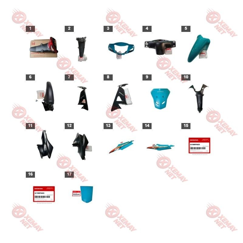 Bộ Nhựa - Dàn Vỏ - Dàn Áo Wave Alpha Năm 2008 Màu Xanh Bg 132M