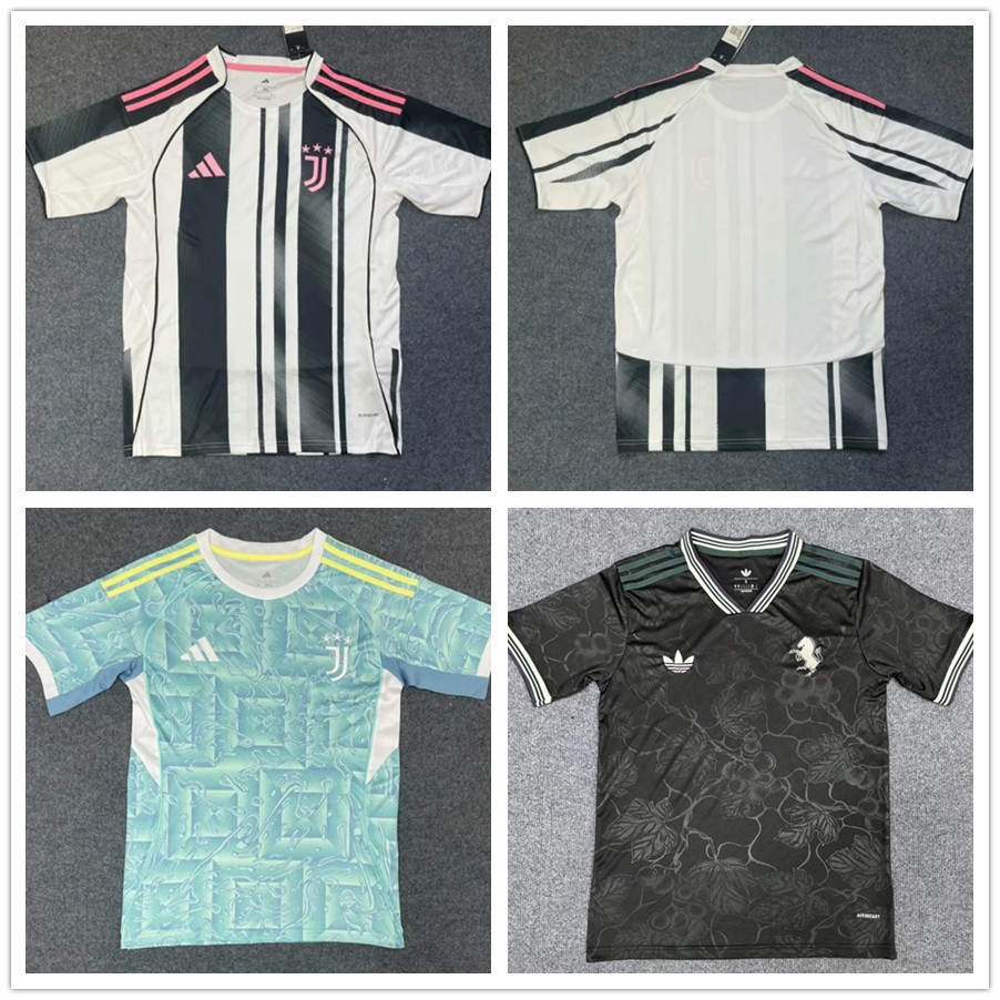 Phiên bản người hâm mộ Áo bóng đá 25 / 26 Juventus Sân khách Jersey Unisex Áo thun ngắn tay