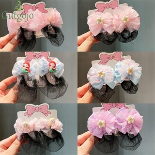 GUTGOJO 2 Chiếc Lưới Tóc Co Giãn Cho Bé Gái, Kẹp Mùa Xuân Nàng Tiên Cá Lưới Tóc, Phụ Kiện Đồ Trang Trí Khiêu Vũ Lưới Thoáng Khí Tóc Bun Bao Trẻ Em