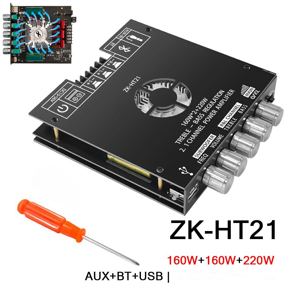 ZK-HT21 2.1 Channel TDA7498E bluetooth Digital Power Amplifier Module High and Low Tone Subwoofer 16