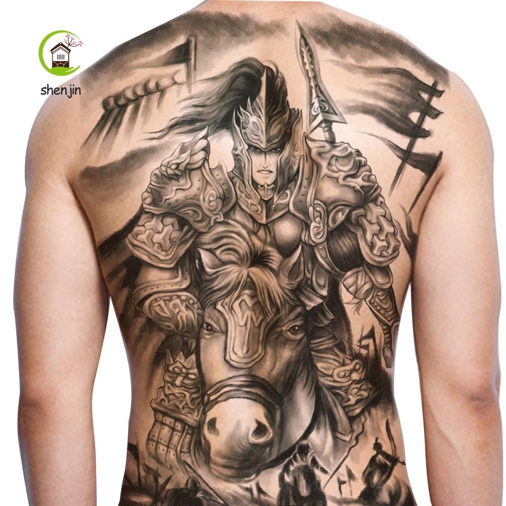 Hình xăm tạm thời full back thiết kế cánh tay thiên thần và hoa Zhao Yun, in chuyển nước, dùng một l