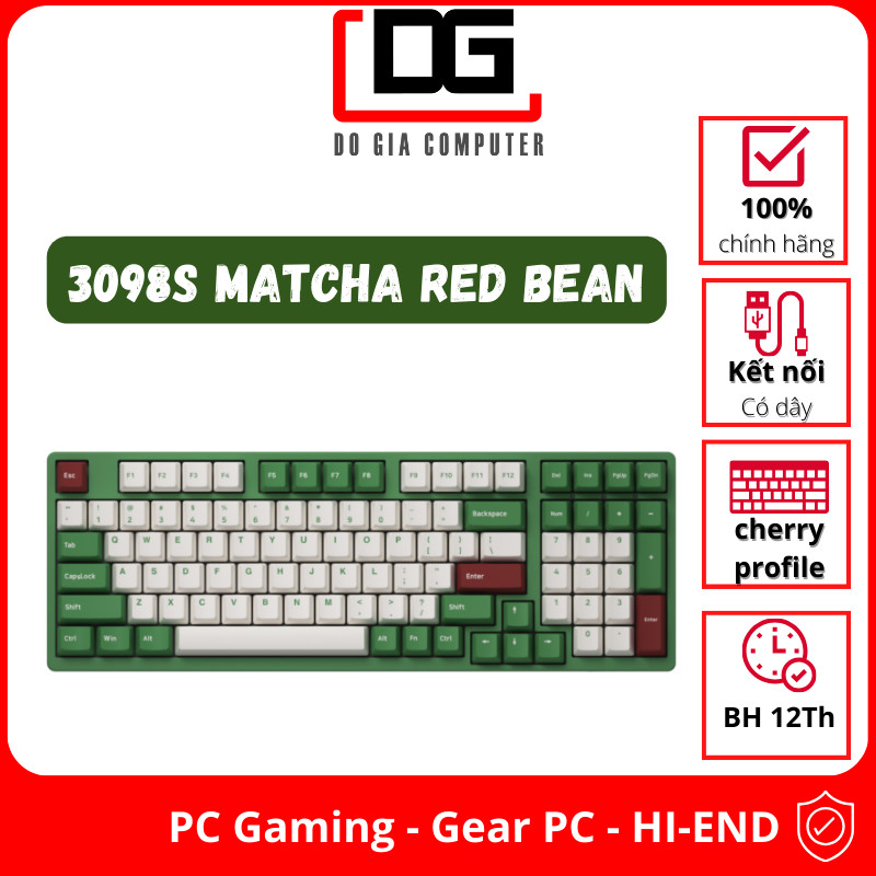 Bàn Phím cơ Akko 3098S Matcha Red Bean (PBT Double Shot/Rainbow LED/cherry profile)