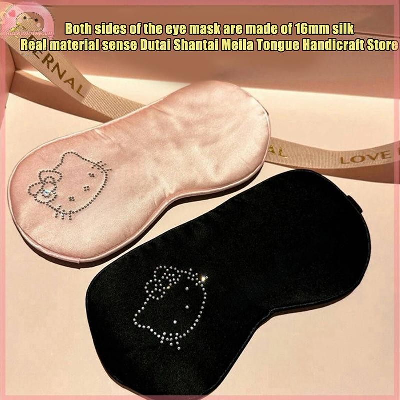 BWHTE 2025 Phim hoạt hình Mặt nạ mắt lụa Hello Kitty dễ thương Ins Kawaii Hello Kitty Blackout Eye M