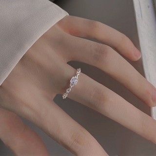 Nhẫn cặp đôi PMJ đính Đá Vuông Tinh Khiết Vòng Sợi Xích Tinh Tế Thanh Lịch
