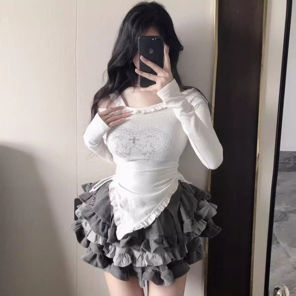 Váy Lông Tơ Phong Cách Preppy, Đồng Phục Nữ JK Mùa Đông Cho Hot Girl