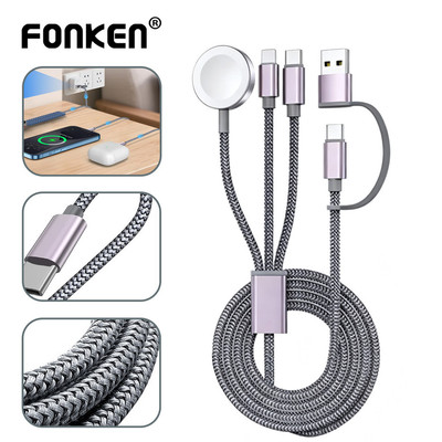 Fonken 3 trong 2 Aple Watch Sạc không dây USB Type-C sang iOS Type-C Cáp Charing cho iWatch iPh Samsung