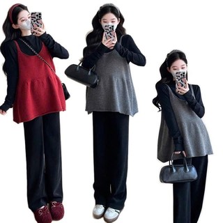  Sét áo suông áo bầu LEN TĂM THỎ MAMADRESS thiết kế 2 chi tiết ÁO GILE KÈM ÁO TĂM DÀI TAY thiết kế dễ mix tiện lợi A44 