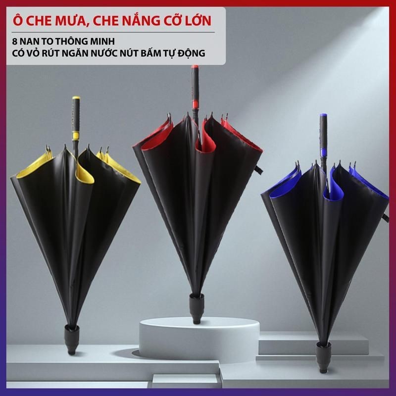 Ô Che Mưa Cỡ Lớn, Dù Cao Cấp Có Vỏ Rút, 8 Nan To Chống Rỉ, Chống Gió Lật Có Vỏ Bọc Hiện Đại