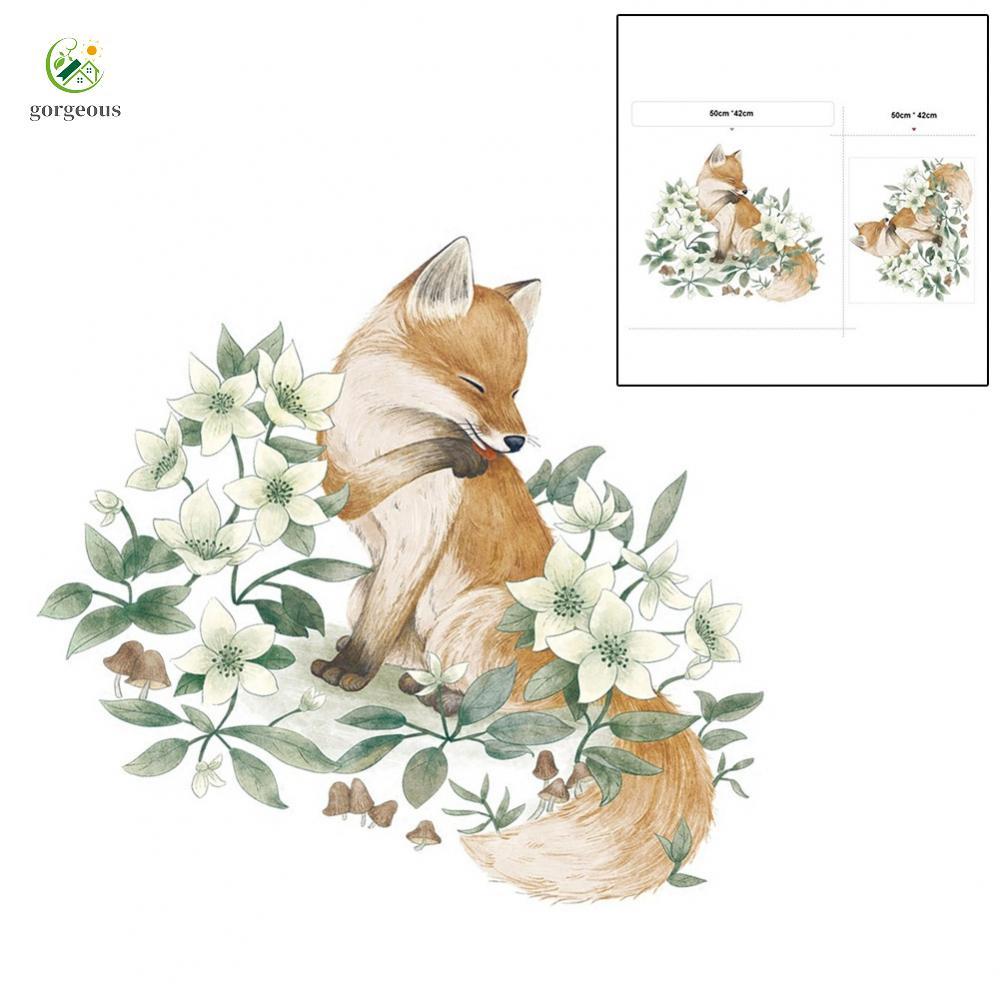 [FUXIN]Wall Sticker Nursery Fox Flower PVC Self-adhesive Waterproof Wall Paper