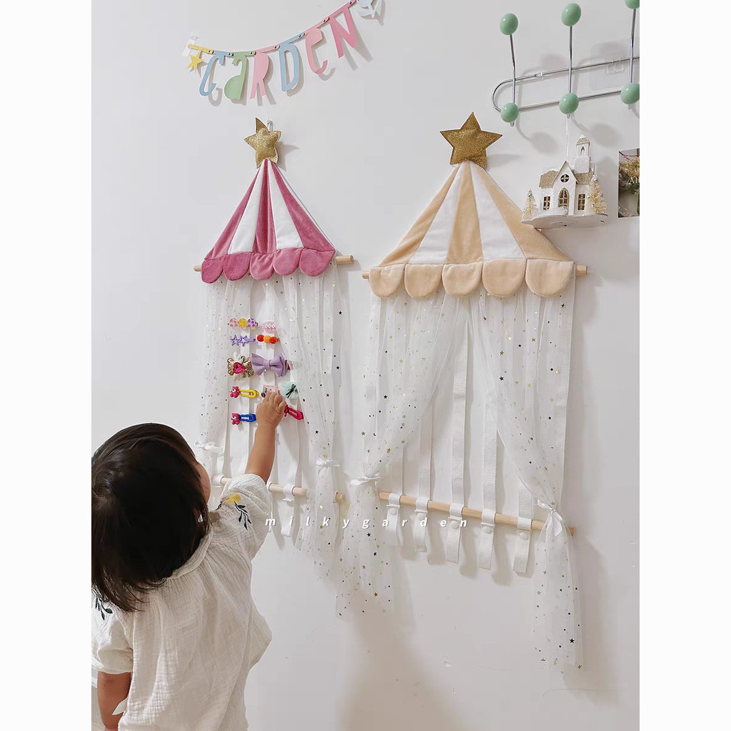 TQ~Hair accessory organizer, play tent, headband holder, baby girl storage decoration, wall hanging 