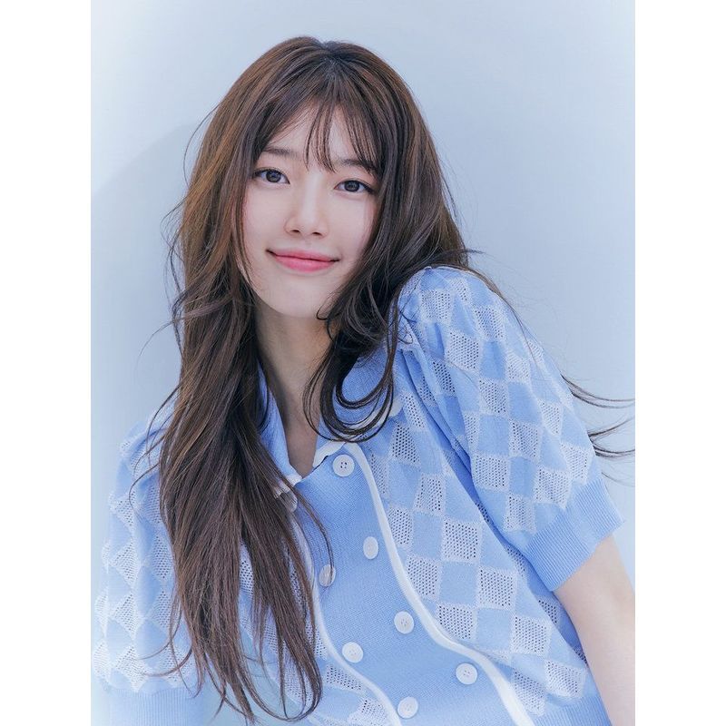 Bae Suzy Star Cùng Phong Cách Hai Dây Rỗng Cổ POLO Cotton Nguyên Chất Dệt Kim Nữ Mỏng Tay Ngắn Cardi