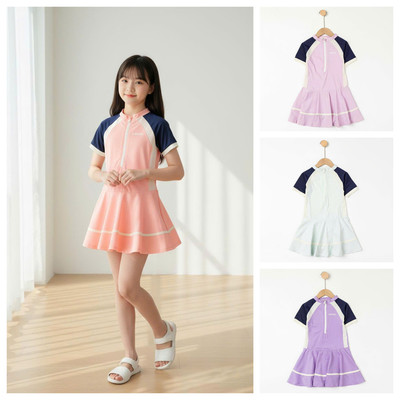 Váy Đồ bơi liền 2 lớp có quần chip bên trong LITIBABY mùa hè bé gái từ 22kg - 47kg