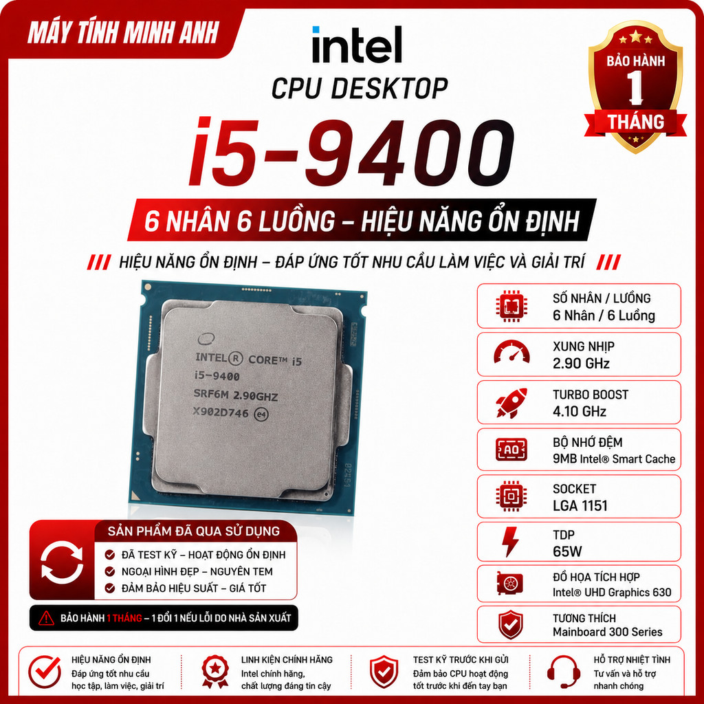 [Sẵn giao] Hàng tháo máy |CPU Intel Core i5-7600, 8400T, 9400, i7-9700