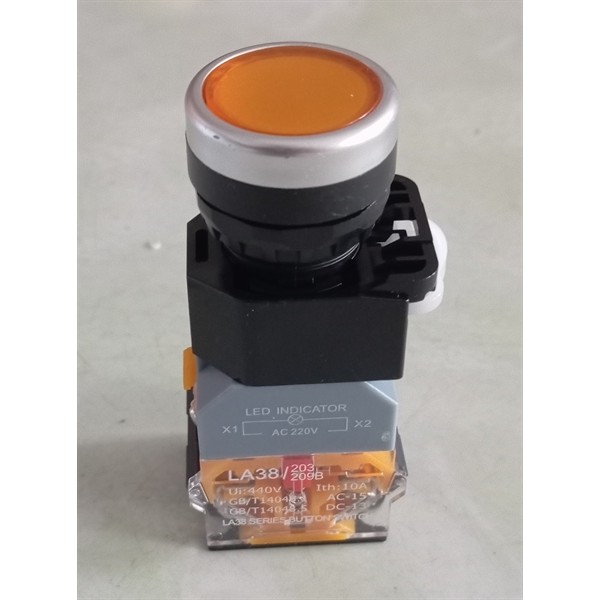 Nút nhấn nhả có đèn Vàng 220V LA38-11DN