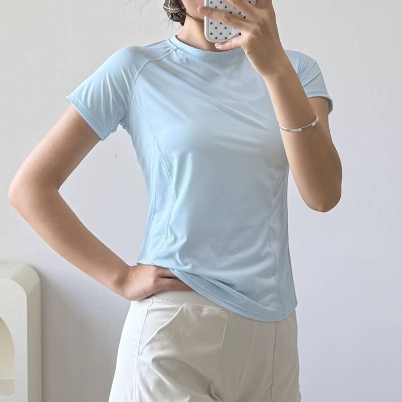 Sun Protection Ice Silk Book Yoga Clothes Short Sleeve Women's Casual Running Outdoor Sports Short S