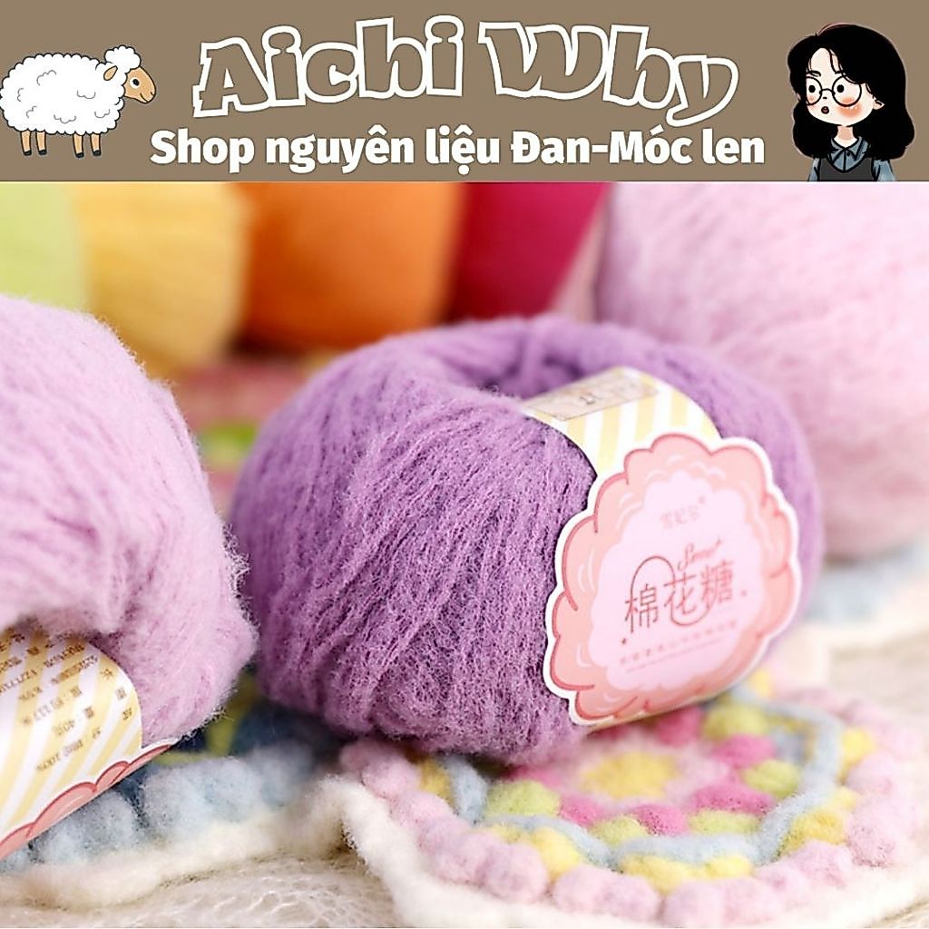 Len Kẹo Bông Sweet Candy,len cuộn trọng lượng 40g,Cotton Candy 3 sợi