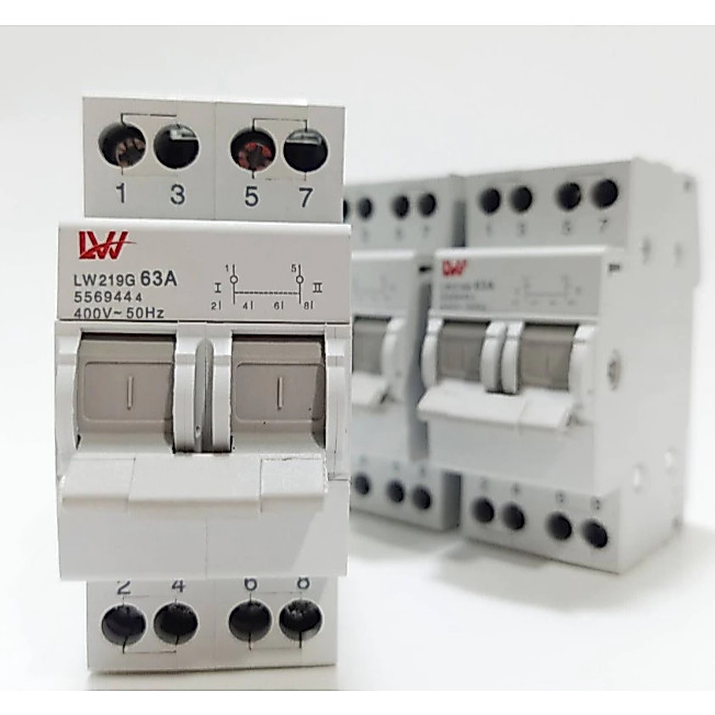 Aptomat chuyển đổi 2 nguồn điện 63A LW219G cầu dao đảo chiều thông minh dạng Attomat