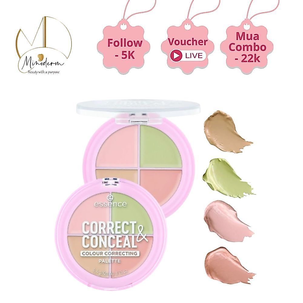 Bảng triệt sắc 4 ô ESSENCE cân bằng khuyết điểm các vùng da, nhỏ mụn và vết thâm.