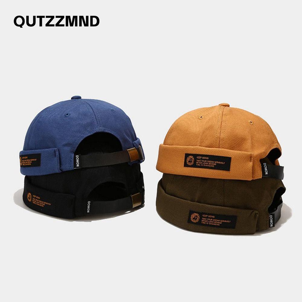 QUTZZMND Beanie Street Hat, Retro Chữ Cotton Không Vành Docker Cap, Thời Trang Hip Hop Có Thể Điều C