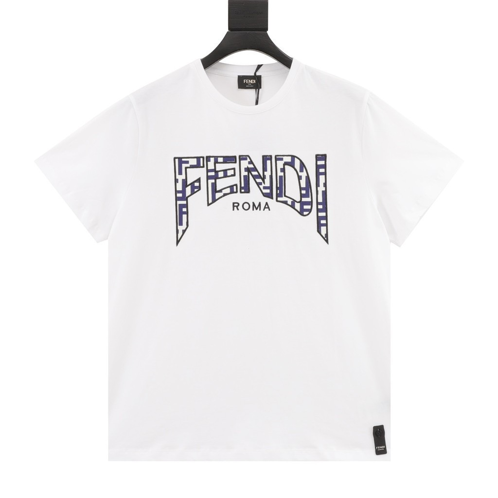 FENDI Mùa Hè Áo Thun Tay Ngắn Kích Thước Lớn Phong Cách Cổ Điển Thiết Kế Đáy Áo Sơ Mi Chui Đầu Phong