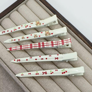  Set 5 Kẹp Tóc Mỏ Vịt Cố Định Tóc Mái Hoạ Tiết Gấu - Mèo Kitty Tone Trắng Thép Không Gỉ Cho Nữ MV2 Muse 